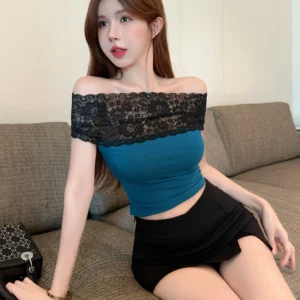 Sexy Off Shoulder T Shirt for Women Short Sleeve Woman Tops Alo Japanese Vintage Fashion Cheap Clothes Korean Clothing Trending