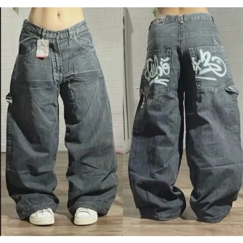 2024 American New Fashion Patch Baggy Casual Jeans For Men And Women Y2K High Street Harajuku High Waist Wide Leg Denim Trousers - Image 6