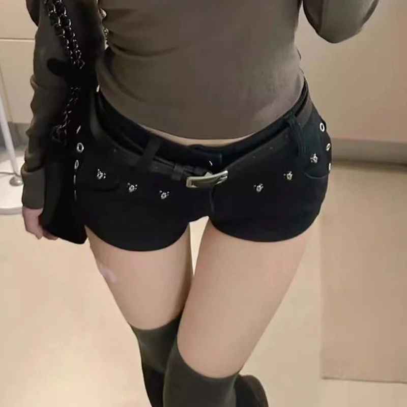 Woman Popular Sexy Low Waist Y2k Jeans Female Vintage Korean Fashion Mini Pants Girls Vintage Designer Gothic Black Denim Shorts - Image 5
