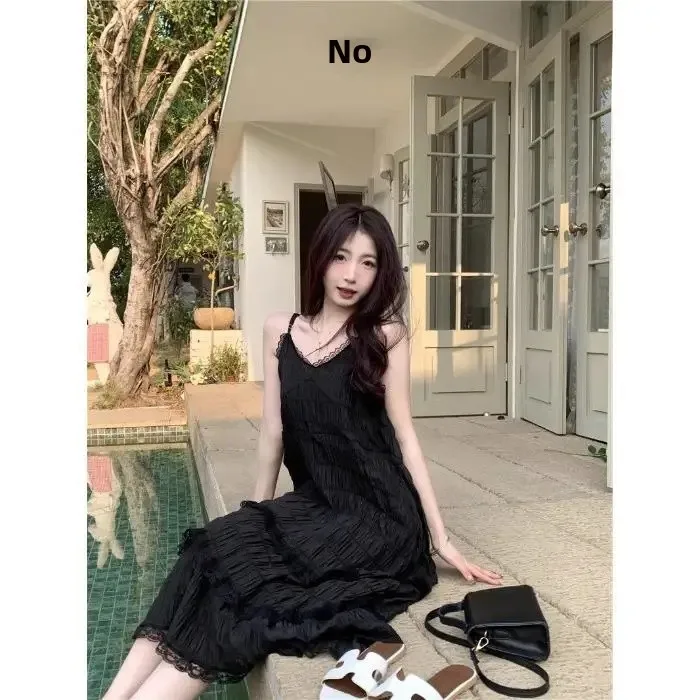 SweetAge-ReducingWhite French Style Tank Dress Loose Fit Long Dress For Women Spring Vacation Style Petite Cake Dress - Image 2