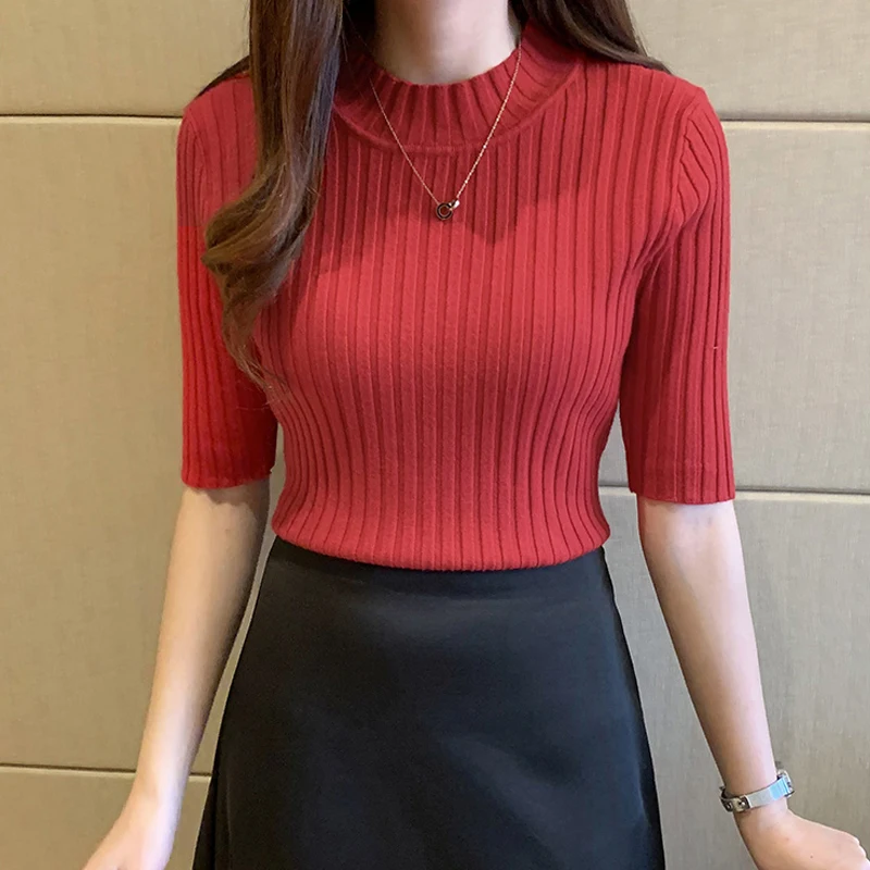 Blusas Mujer Blouses Top FemmeTops Women Blusas Mujer De Moda 2024 Verano Short Sleeve Knit Blouse Women Knitted Pullovers E525 - Image 6