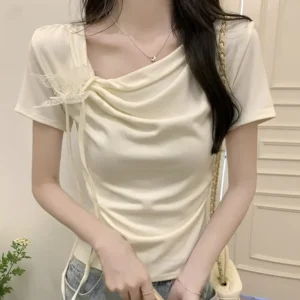 Short Sleeve Women's T-shirt Slim Female Top Trending Clothing Fashion 2025 High Quality Cheap Sales Polyester Clothes Sale Tee