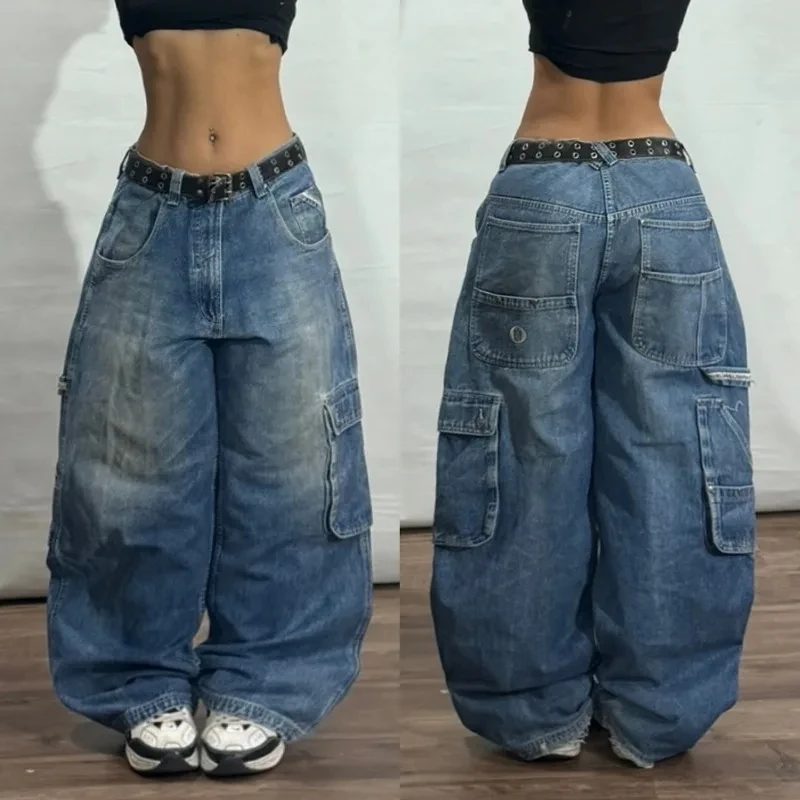 2024 American New Fashion Patch Baggy Casual Jeans For Men And Women Y2K High Street Harajuku High Waist Wide Leg Denim Trousers - Image 2