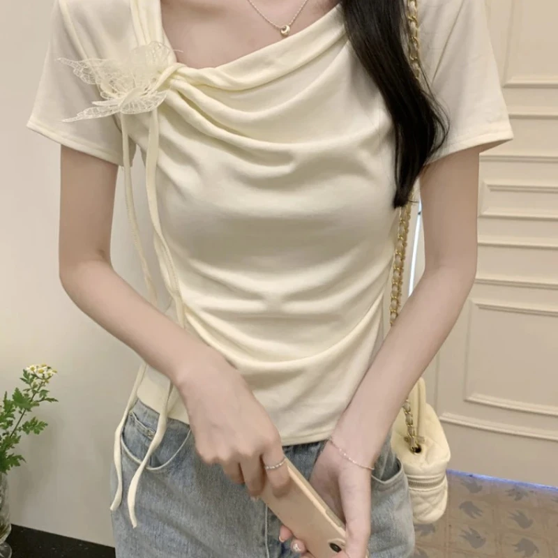 Short Sleeve Women's T-shirt Slim Female Top Trending Clothing Fashion 2025 High Quality Cheap Sales Polyester Clothes Sale Tee - Image 9