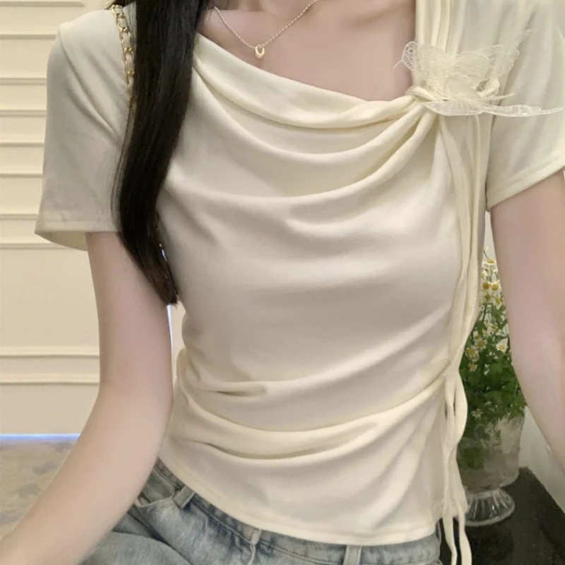 Short Sleeve Women's T-shirt Slim Female Top Trending Clothing Fashion 2025 High Quality Cheap Sales Polyester Clothes Sale Tee - Image 4