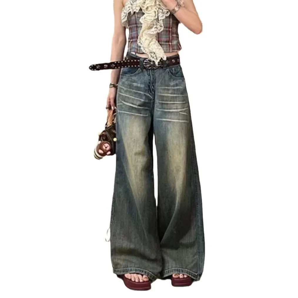 Vintage Wide-Leg Jeans Women's Loose-Fit High-Waisted Slimming Casual Straight-Leg Long Pants Trendy On The Ground - Image 6