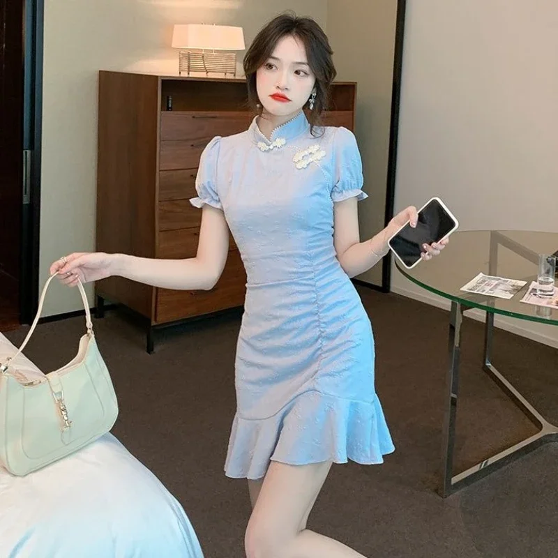 Mini Short Tight Sleeve Bodycon Female Dress Soft Corset Women's Dresses One Pieces Y2k 2025 Fashion Elegant Party Clothes Retro - Image 4