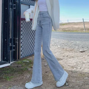 High-waisted Slimming Women's Jeans Petite Size Stretchy Floor-length Trousers Denim Fabric